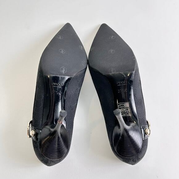 Vintage Gucci by Tom Ford Size 37.5 GG Logo Canvas Pointed Toe Heels/Pumps - Picture 6 of 11